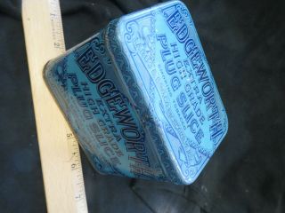 EDGEWORTH vintage PLUG SLICE tobacco tin Great BLUE COLOR graphics 2
