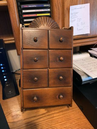 Vintage 7 Drawer Wooden Spice Cabinet
