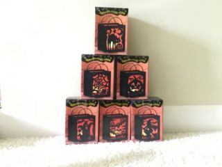 6 Count Halloween Candle Holders Black Metal Orange Silhouette Decor Costco