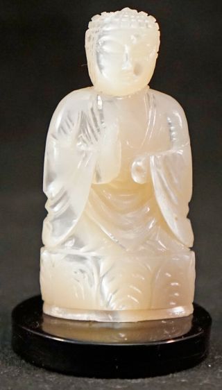 Hand Carved Buddha Figurine Made From Mother Of Pearl