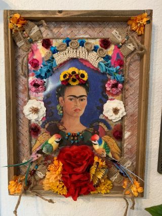 Frida Kahlo Craft Frame Mexican Folk Art 3d Diorama Shadow Box 16”x 12”