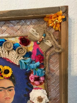 Frida Kahlo Craft Frame Mexican Folk Art 3D Diorama Shadow Box 16”X 12” 4