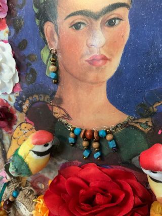 Frida Kahlo Craft Frame Mexican Folk Art 3D Diorama Shadow Box 16”X 12” 8