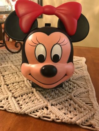 Vintage Aladdin Disney Minnie Mouse Head Plastic Lunchbox No Thermos