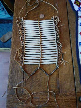 Authentic Rare Pacific Nw Native American Beads/bone/leather Breastplate