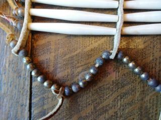 Authentic Rare Pacific NW Native American Beads/Bone/Leather Breastplate 3