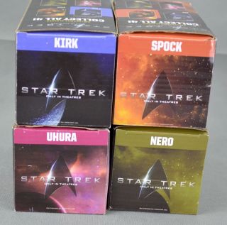 Star Trek Burger King Set Of 4 Collectible Glasses Spock Uhura Nero & Kirk Boxes