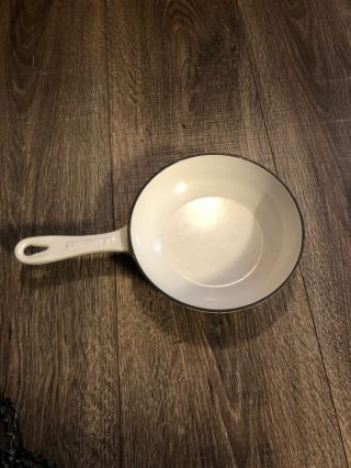 Le Creuset Cast / Enamel Small Skillet / Frying Pan White - 6 3/4 In