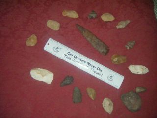 Authentic Arrowheads 6 In.  Dovetail,  Points,  Tools Axehead,  Ext.  From Ga.  - Ar.