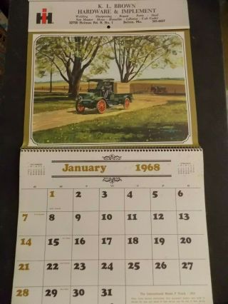 Vintage 1968 Calendar By K.  L.  Brown Hardware & Implement Belton,  Mo.