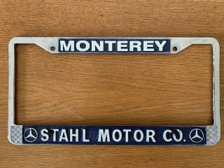 Vintage Stahl Motor Co.  Mercedes Benz Dealer License Plate Frame Monterey Ca