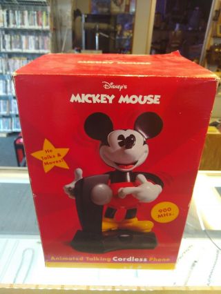Disney Telemania Mickey Mouse Animated Talking Cordless Phone 900 Mhz W/ Ac Cord