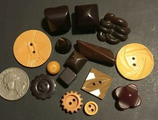 15 Antique Vintage Bakelite Buttons Cute