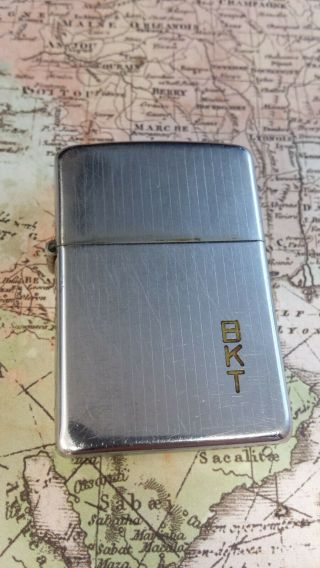 1940 ' s Engine Turned with Town & Country ON THE BACK Zippo Lighter Vintage Rare 3