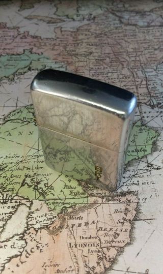 1940 ' s Engine Turned with Town & Country ON THE BACK Zippo Lighter Vintage Rare 5