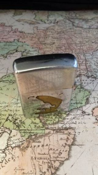 1940 ' s Engine Turned with Town & Country ON THE BACK Zippo Lighter Vintage Rare 8