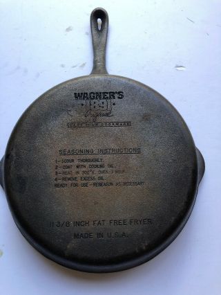 Wagner’s 1891 Cast Iron Cookware 11 3/8 " Fat Cast Iron Pan