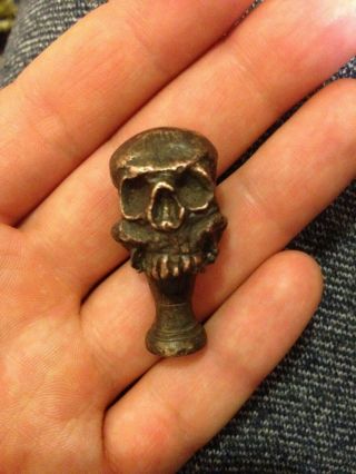 Antique Vintage Bronze Skull Pipe Tamper Rare