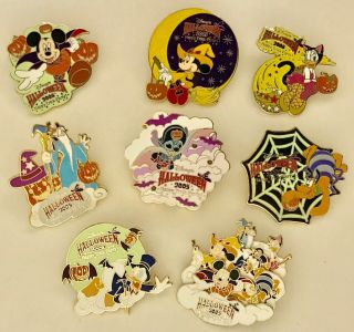 Disney Store Japan Jds Halloween 2005 Mickey Stitch Goofy Donald Pluto 8 Pin Set