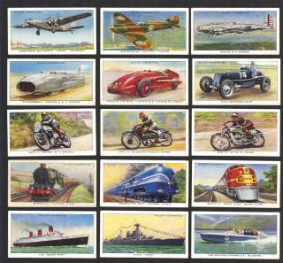 Cigarette Cards.  Wills Tobacco.  Speed.  (1938).  (complete Set Of 50).