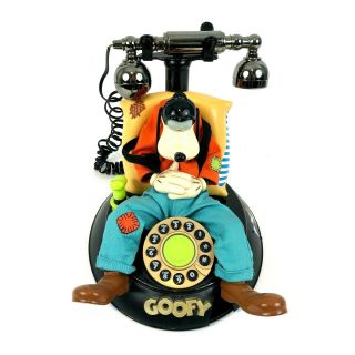 Disney Telemania Goofys Animated Talking Telephone Rotary Style Push Button
