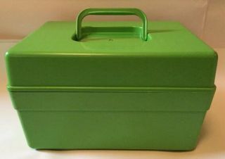 Avocado Green Wilson Wil - Hold Sewing Pattern Box Dividers Crafts Vtg Retro