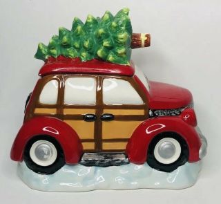 Decorative Red Car Christmas Tree On Top Ceramic Cookie Jar Christmas Vacation