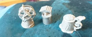 Vtg Pewter G & J Martin Wishing Well Thimble W Bucket Plus Two Additional