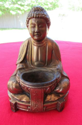 Cast Metal Japanese Buddha Brass Bronze Incense Burner Holder Statue