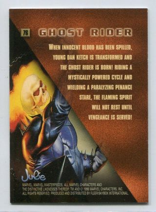 1996 Marvel Masterpieces 76 GHOST RIDER (SET BREAK) ADDITIONAL 2