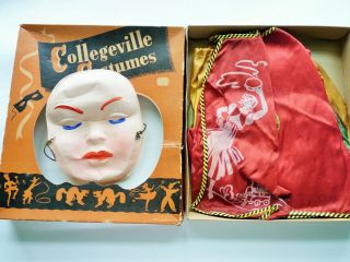 Antique 1930s Vintage Collegeville Gypsy Girl Gauze Mask Halloween Costume