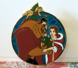 Disney Fantasy Jumbo Pin Belle & Beast Christmas Le 50 Beauty & The Beast