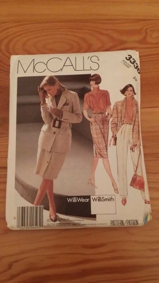 Vintage Mccalls Ladies Willi Smith Suit Pattern 3336 Size 10