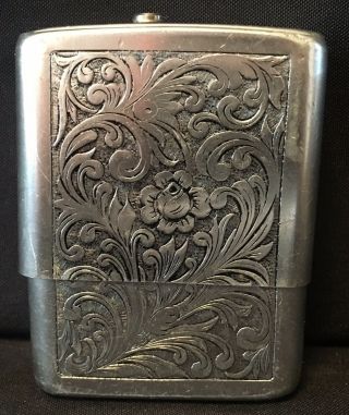 Vintage Aluminum Cigarette Box Engraved Dispenser