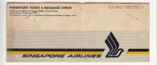 Old Singapore Airlines Passenger Ticket And Baggage Check To Dubai Pakistan