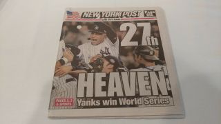 November 5 2009 York Post Ny Yankees World Series Newspaper