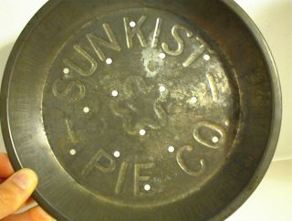 Vintage Pie Pan 9 " Tin Pie Plate Sunkist Pie Co.