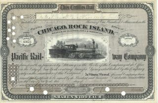 Stk Chicago,  Rock Island & Pacific Ry 1922 Less Than 50 Shares Format In Brown