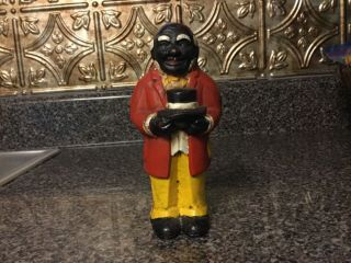 Old Vintage Black Americana Uncle Moses/butler 5 - 3/4” Tall Cast Iron Coin Bank