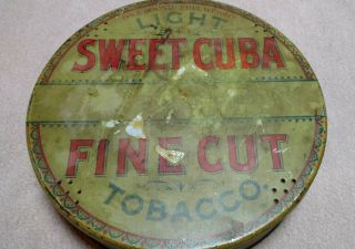 Vintage Light Sweet Cuba Fine Cut Tobacco Round Tin.  Continental Tobacco Co.