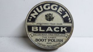 Vintage Nugget Finest Shoe Polish Black Boot Tin