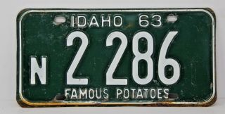 1963 Idaho License Plate Collectible Antique Vintage N 2 - 286