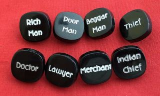 Set Of 8 Vintage Verbal Buttons,  Rich Man,  Poor Man,  Beggar Man,  Thief,  Doctor Etc