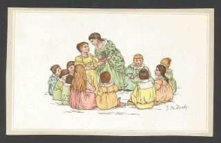 C35 - Children Playing A Game - J.  M.  Dealy - Victorian Plain Greeting Card