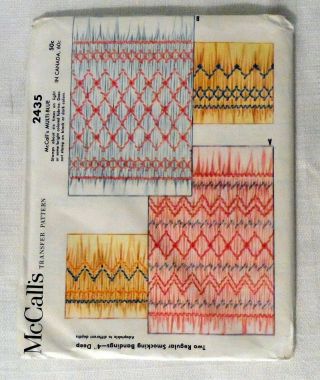 Vintage Mccalls Craft Transfer Pattern From 1960 2435 Two Smocking Bandings 4 "