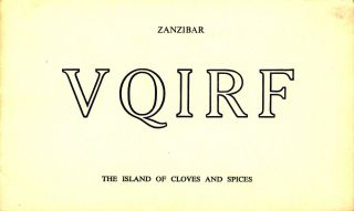 Vqirf Frank Morgan Zanzibar,  Tanzania 1952 Vintage Ham Radio Qsl Card
