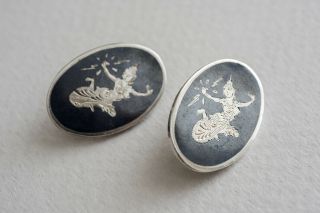 Vintage Sterling Silver Pictorial Erotic Buttons