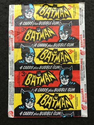 A&bc 1966 Batman 3d Rare 4 Cards Type Flawed Wax Gum Wrapper - Sharp & Complete