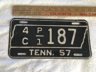 1957 Tennessee Truck License Plate 4c P/1 - 187 Hamilton County