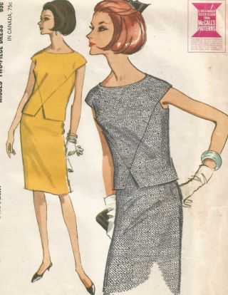 7782 Mccalls Sewing Pattern Two Piece Dress Size 18 Vintage 1960s 38 Bust